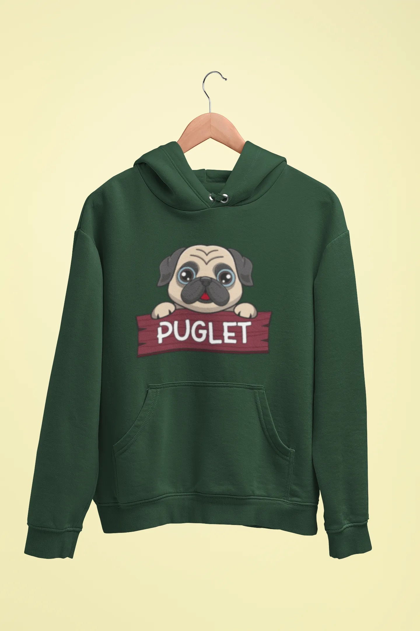 pug puglet unisex hoodie green pug puglet unisex hoodie green