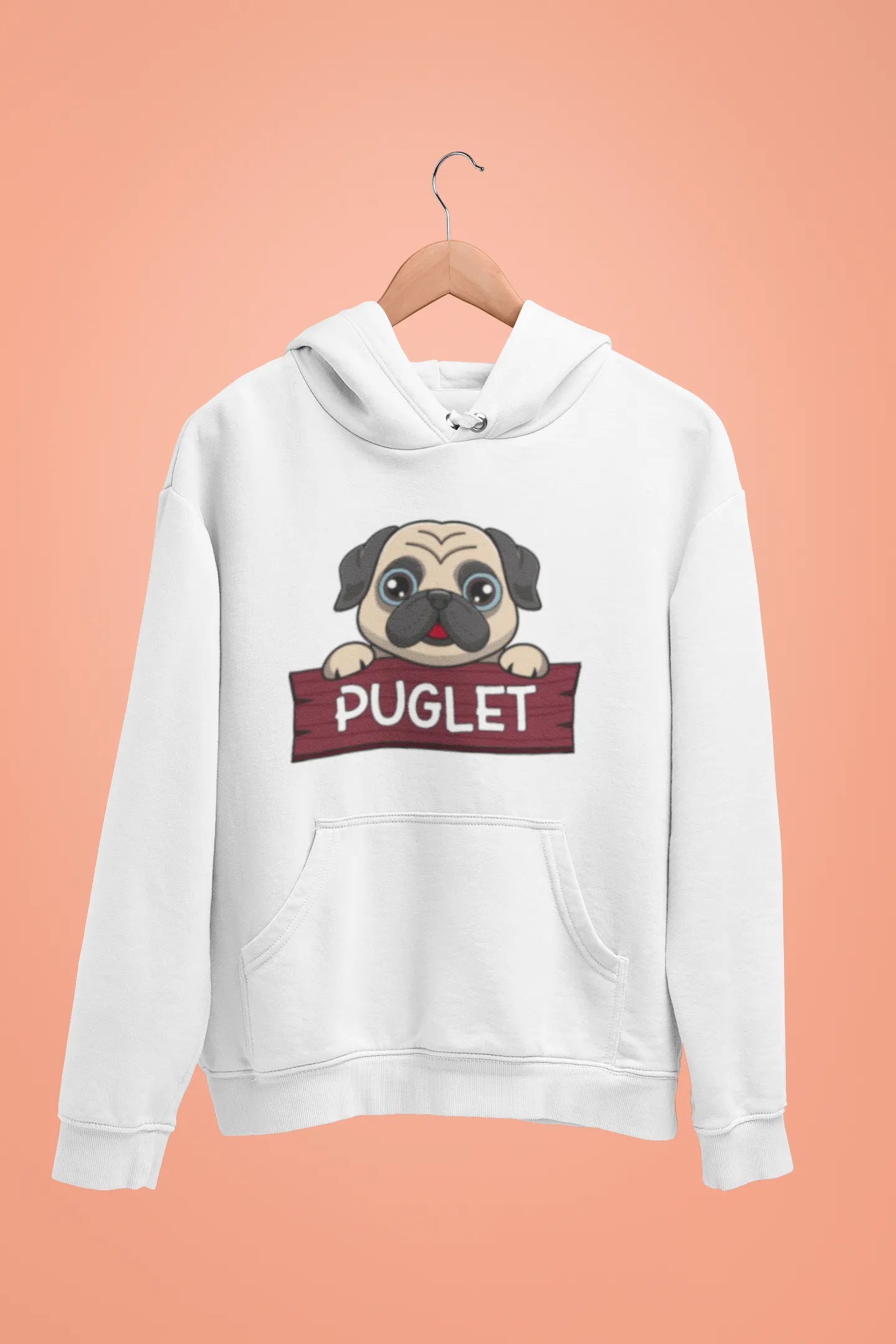 pug puglet unisex hoodie white pug puglet unisex hoodie white