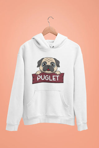 pug puglet unisex hoodie white pug puglet unisex hoodie white