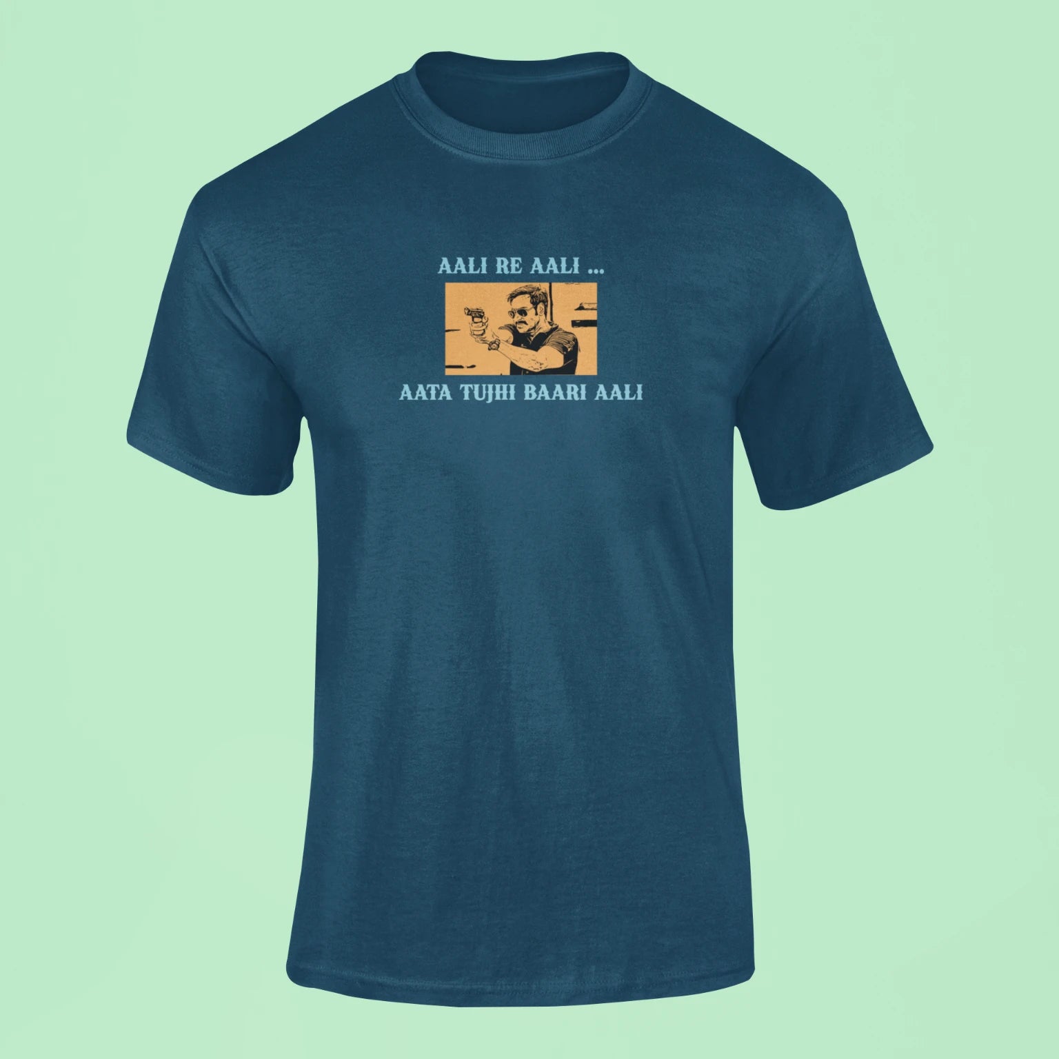 aali re aali aata tujhi baari aali t shirt navy blue