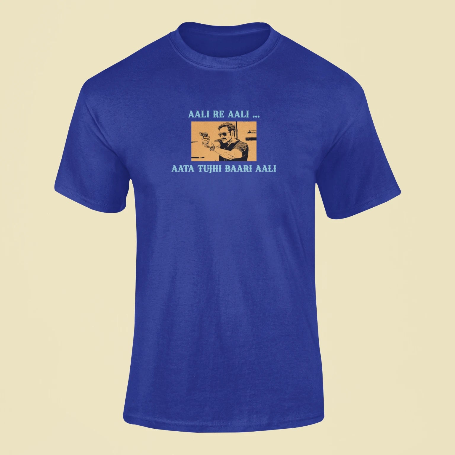 aali re aali aata tujhi baari aali t shirt royal blue