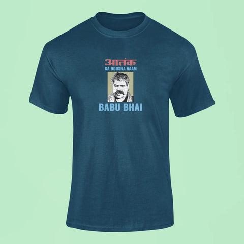 aatank ka doosra naam babu bhai t shirt navy blue