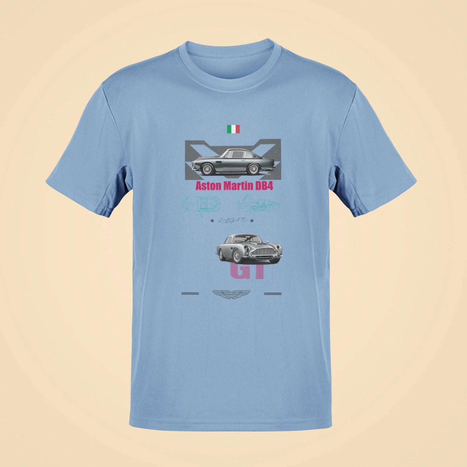 aston martin db4 zagato oversized t shirt baby blue