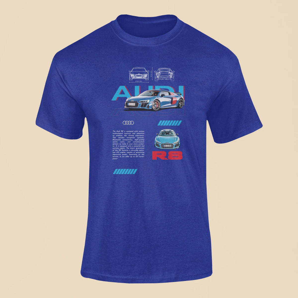 audi r8 t shirt royal blue