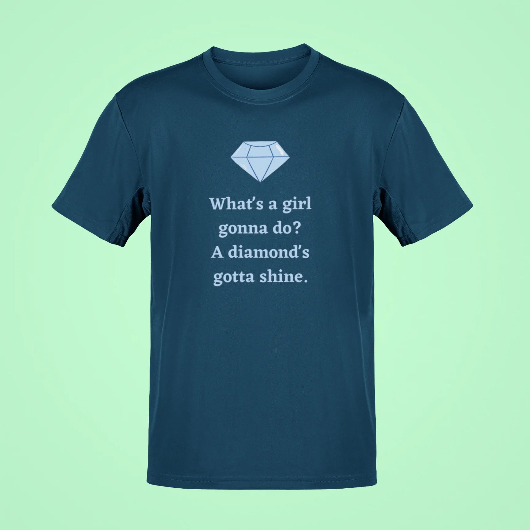 bejeweled whats a girl gonna do a diamonds gotta shine oversized t shirt navy blue