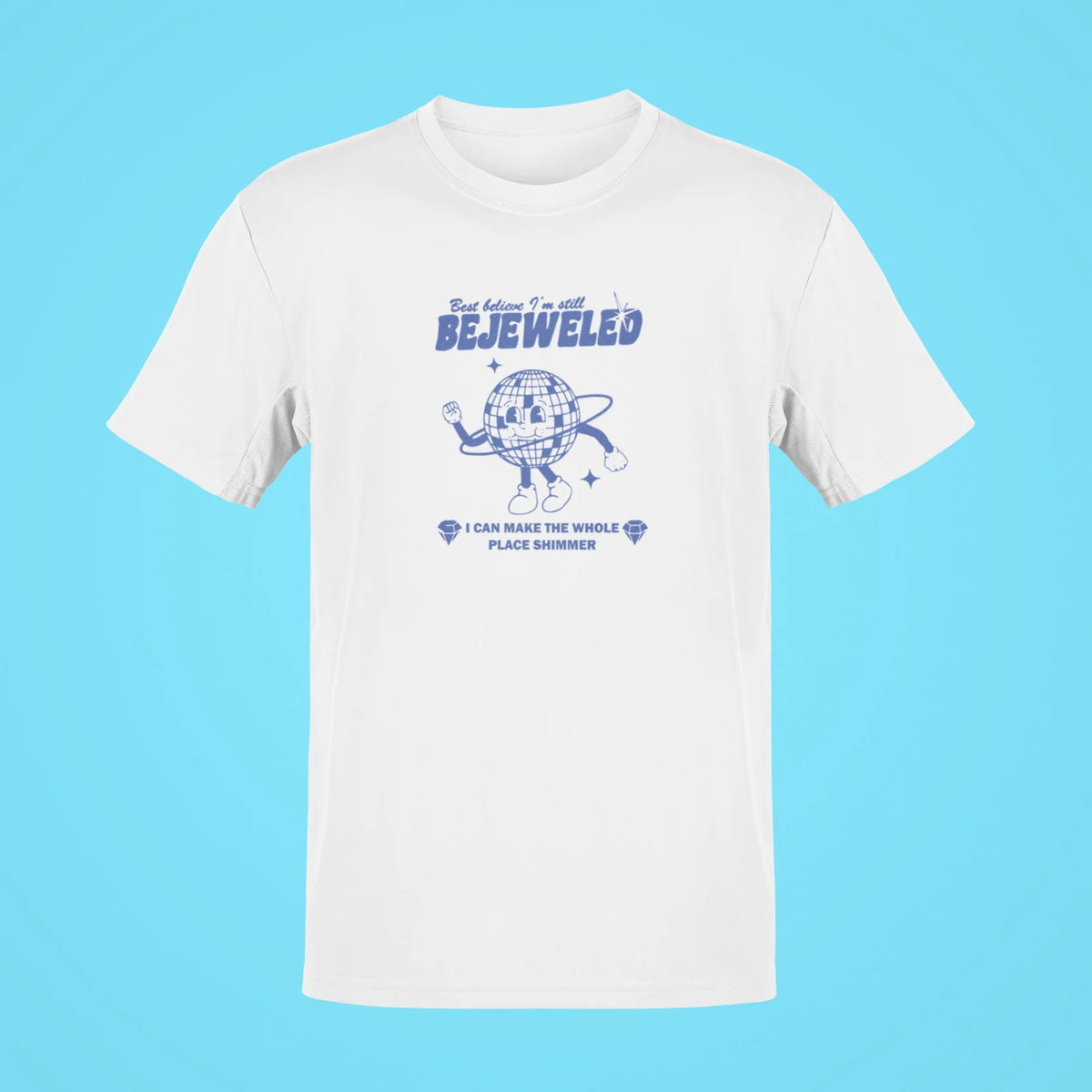best believe im still bejeweled oversized t shirt white