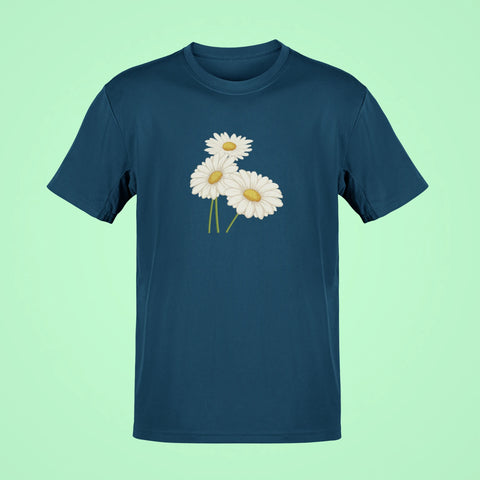 blooming daisy oversized t shirt navy blue