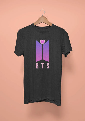 bts logo with purple heart black