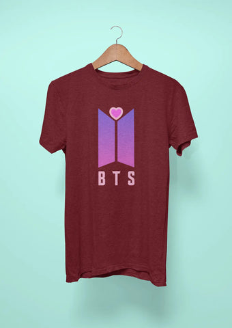 bts logo with purple heart maroon