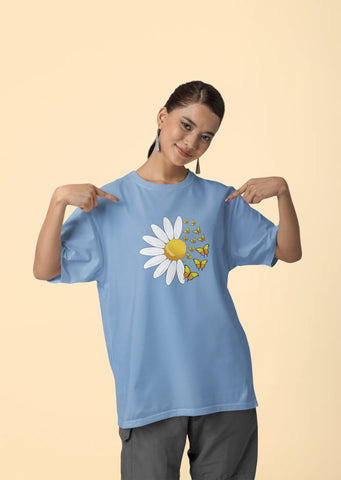 Butterfly Sunflower Oversized T-Shirt