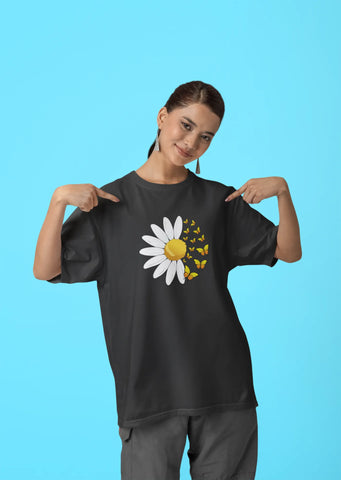 Butterfly Sunflower Oversized T-Shirt