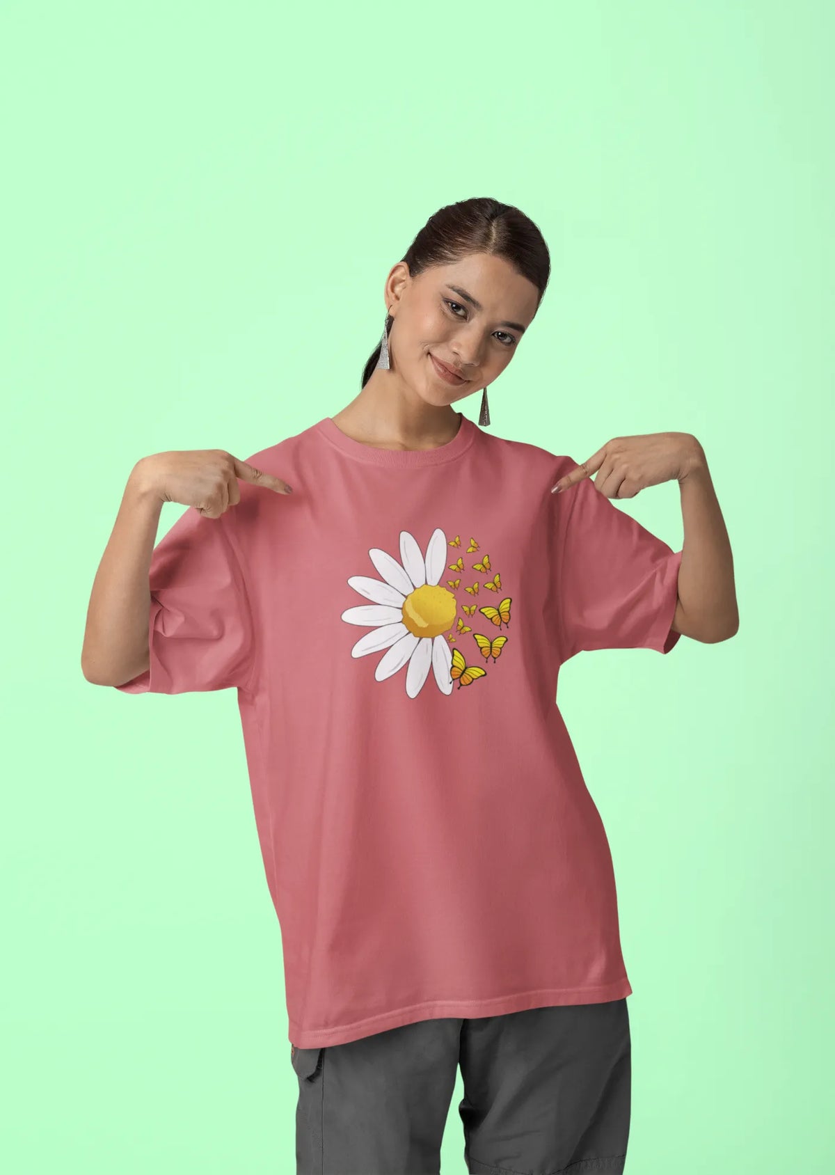 Butterfly Sunflower Oversized T-Shirt