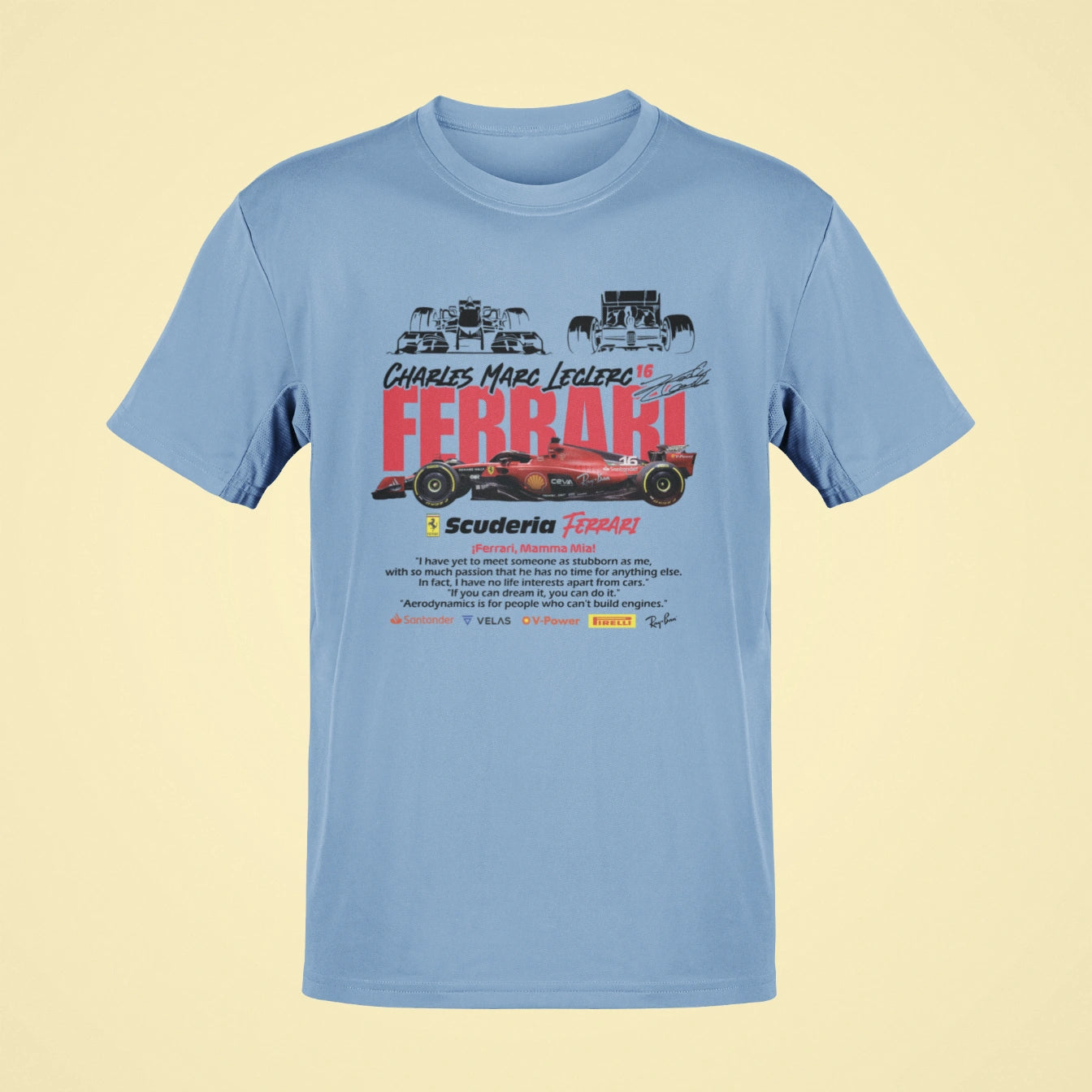 charles leclerc ferrari oversized t shirt baby blue