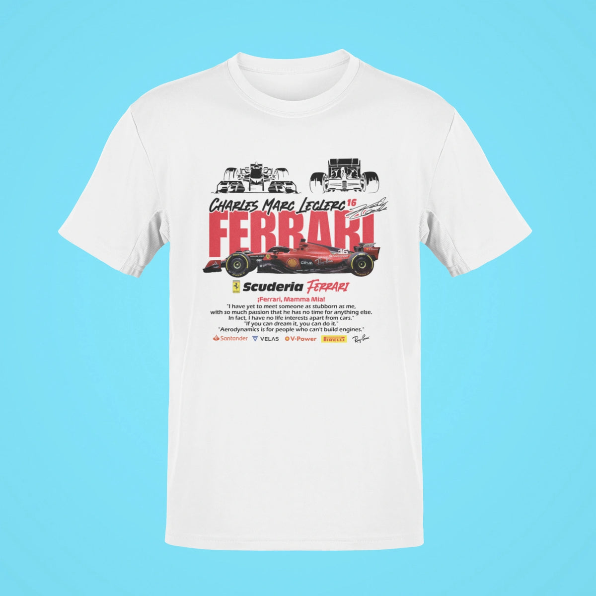 charles leclerc ferrari oversized t shirt white