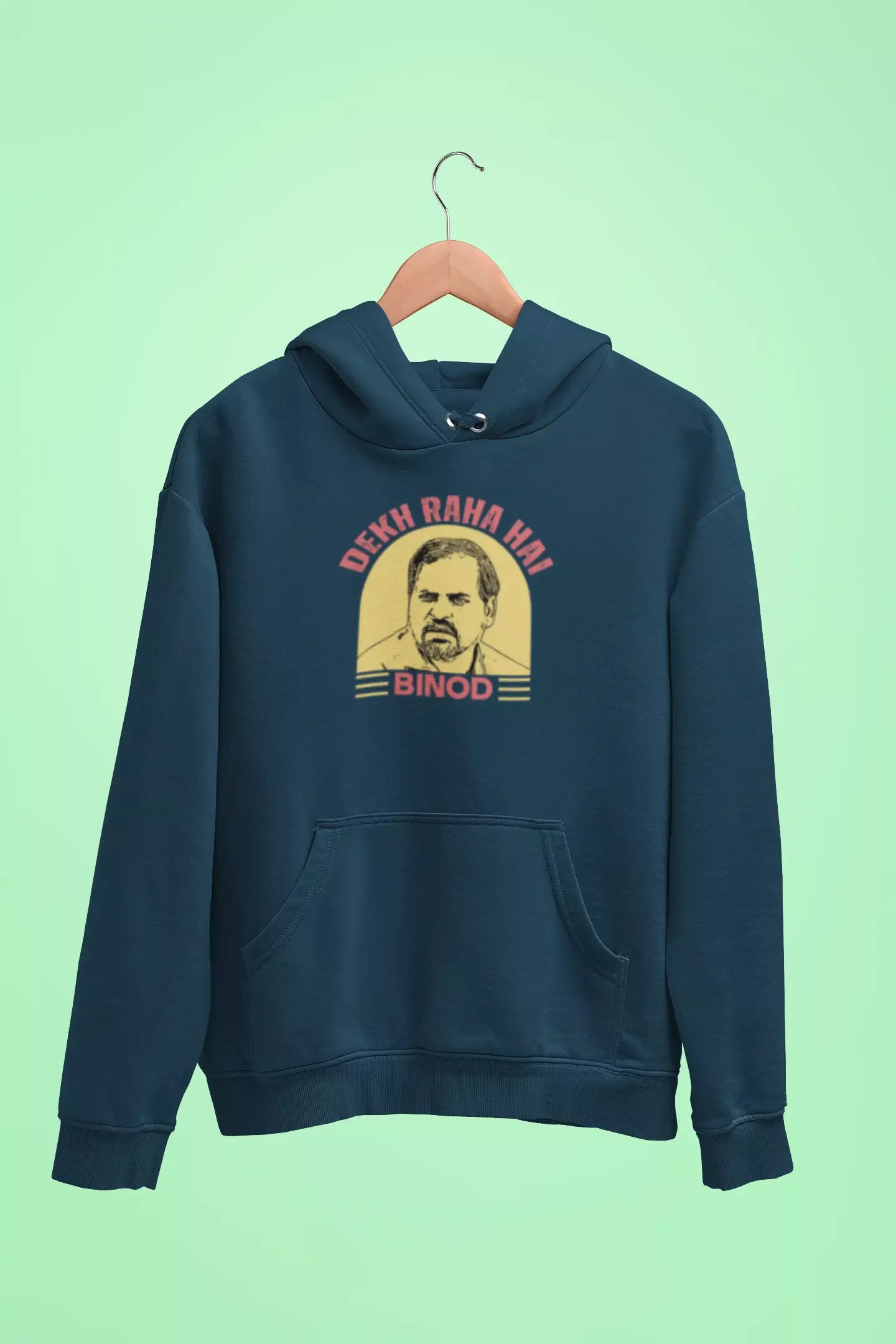 dekh raha hai binod unisex hoodie 2 navy blue
