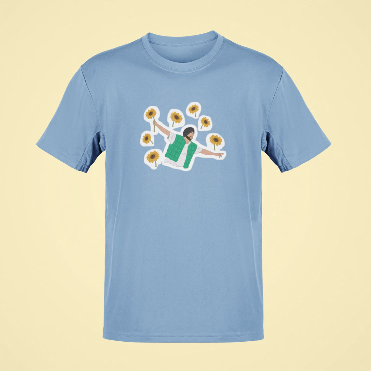 diljit dosanjh flowers oversized t shirt baby blue