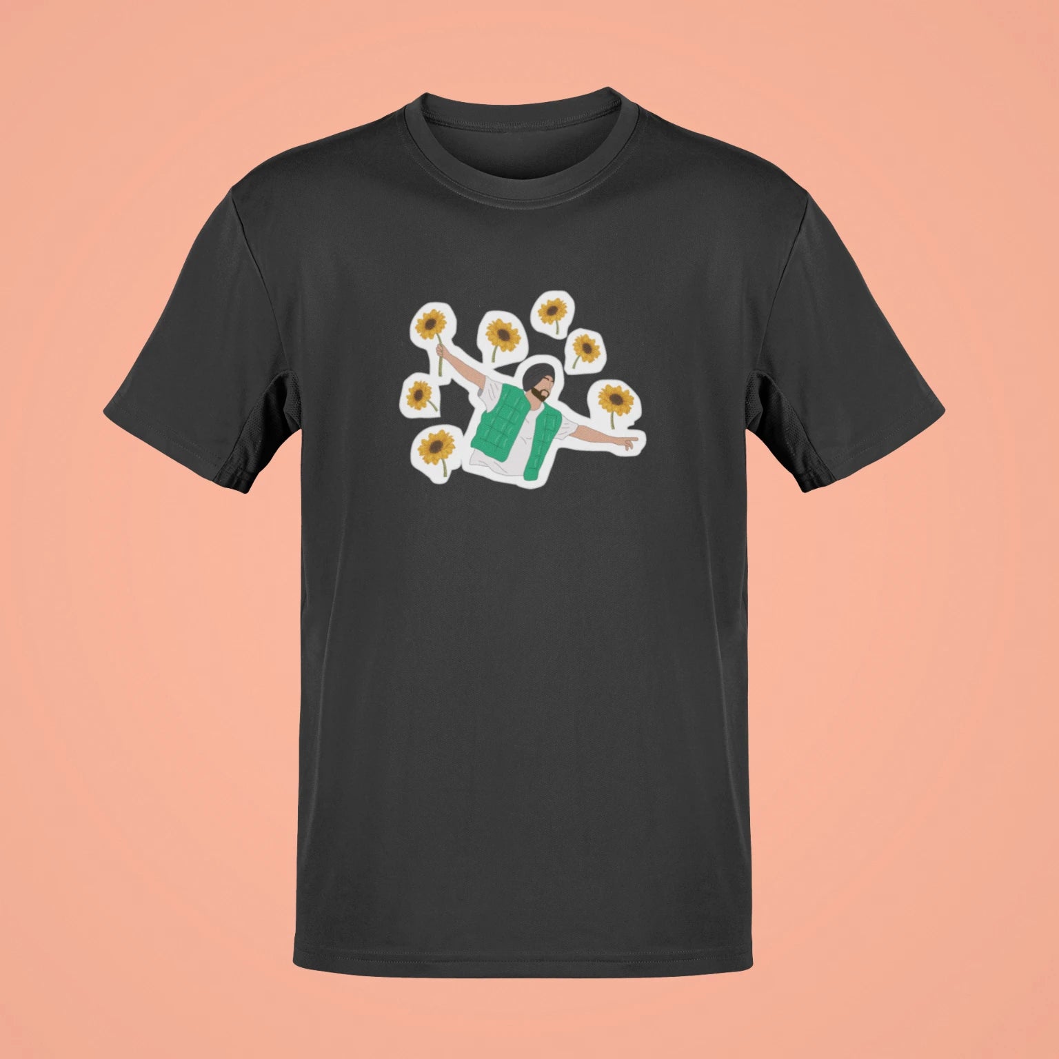 diljit dosanjh flowers oversized t shirt black