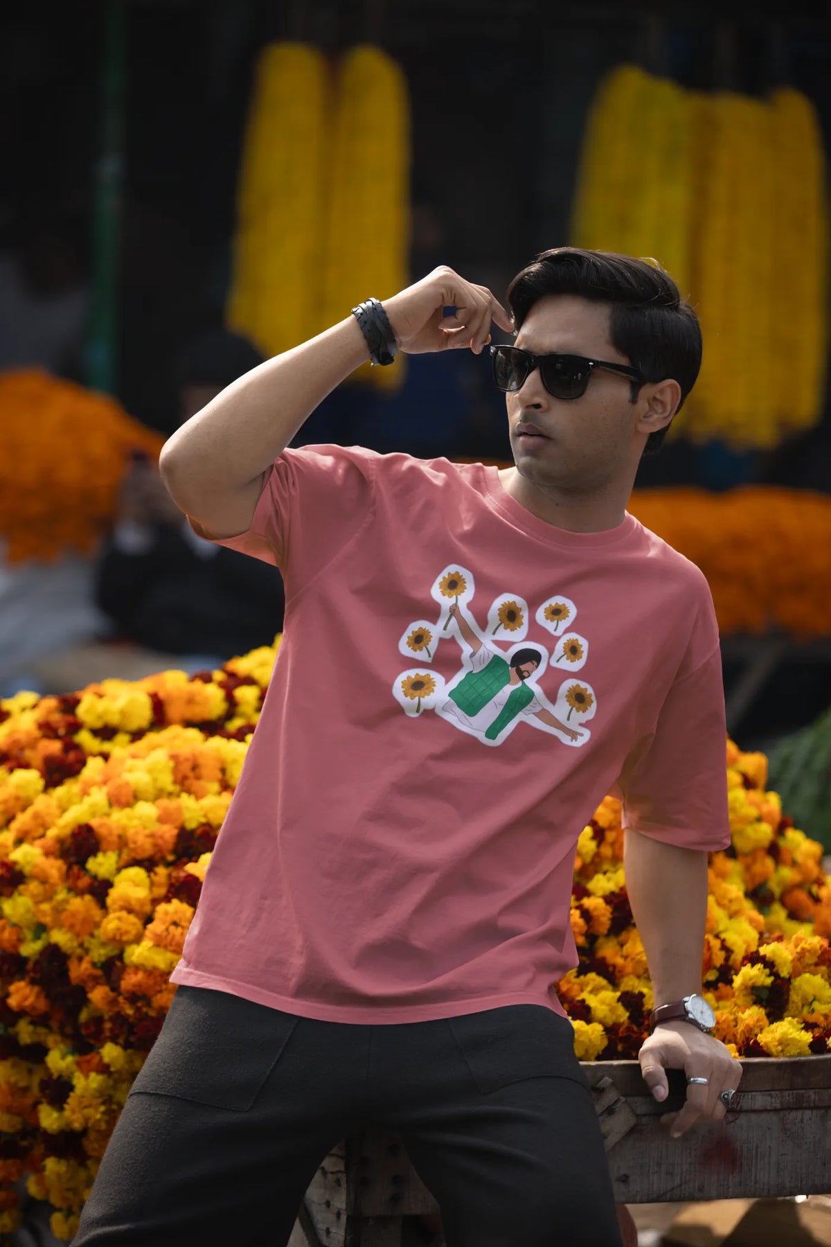 Diljit Dosanjh Flowers Oversized T-Shirt