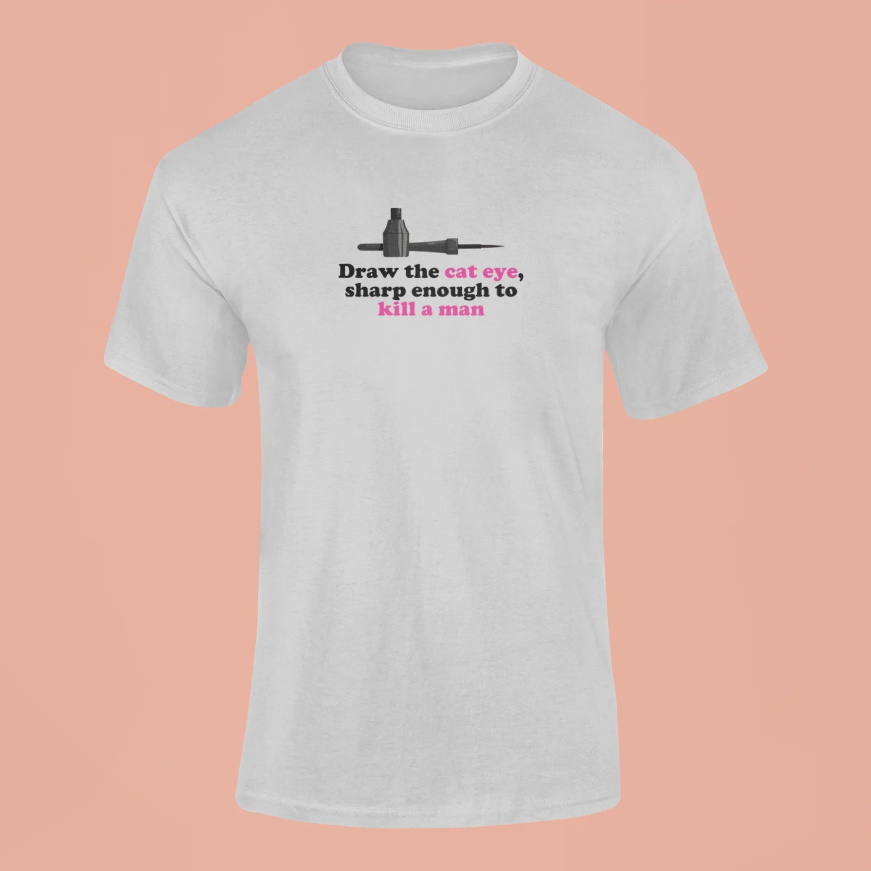 draw the cat eye sharp enough to kill a man t shirt 2 grey