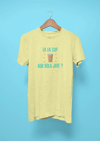 ek ek cup aur bola jaye t shirt butter yellow