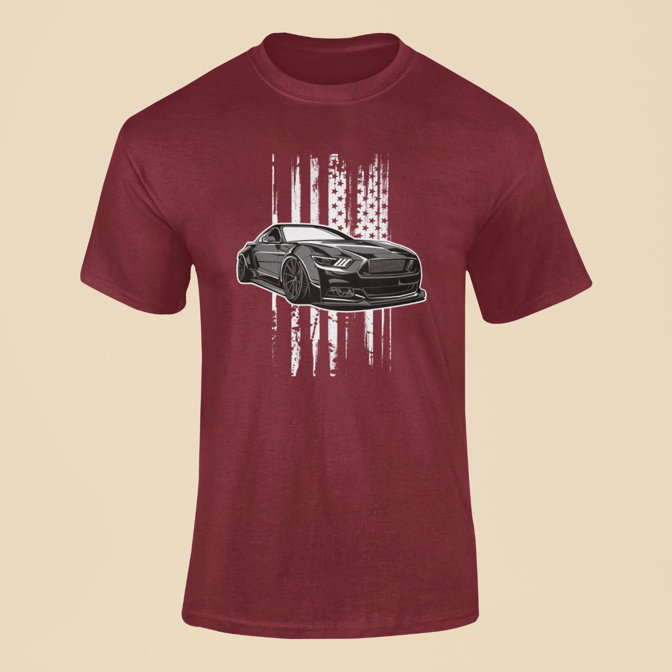 ford mustang t shirt maroon