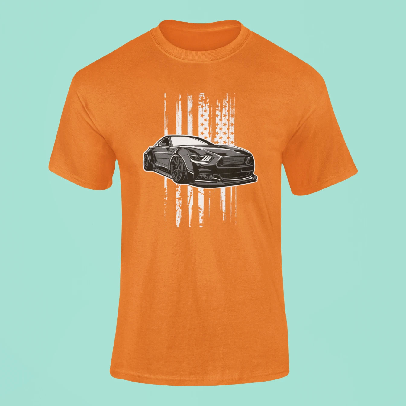 ford mustang t shirt orange