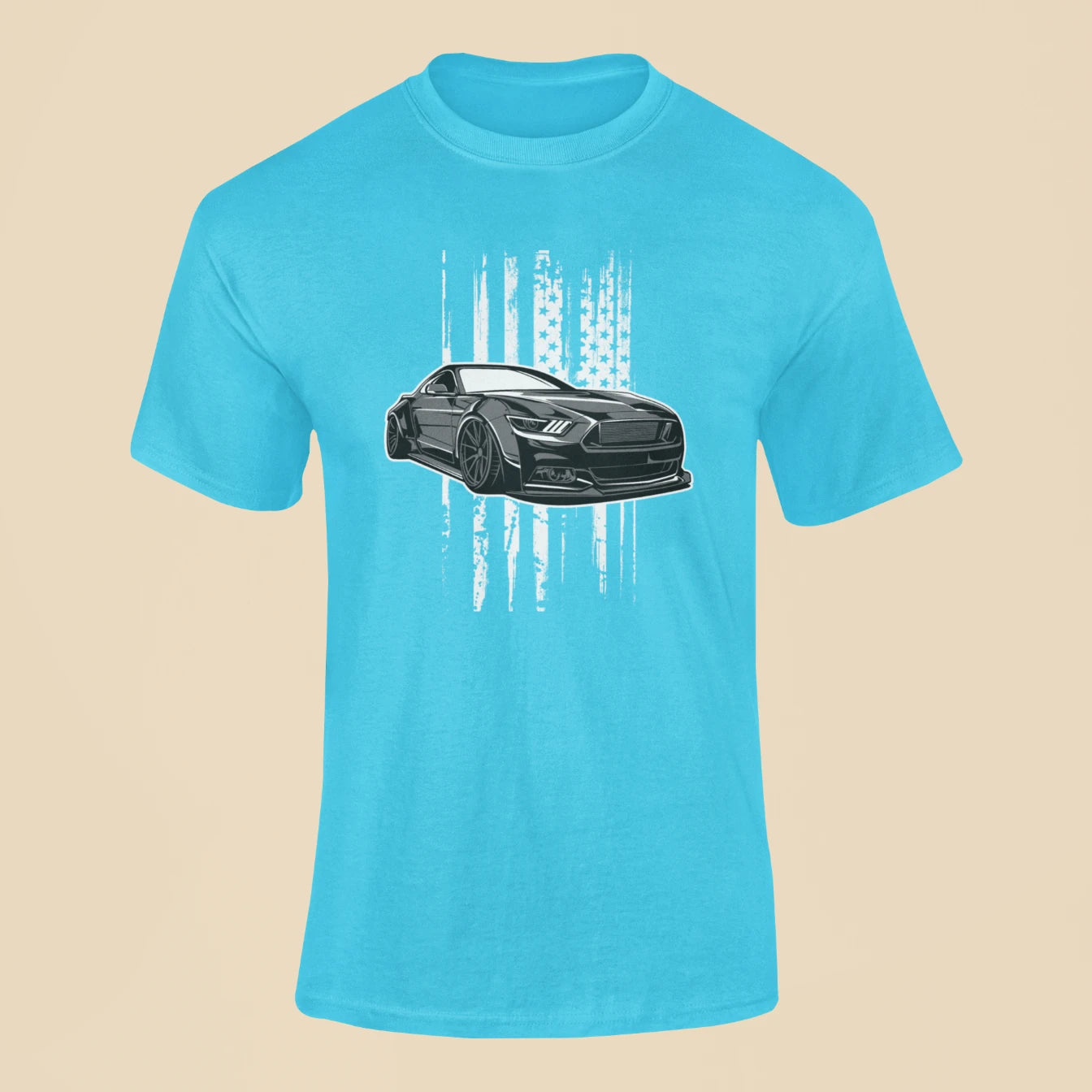 ford mustang t shirt sky blue