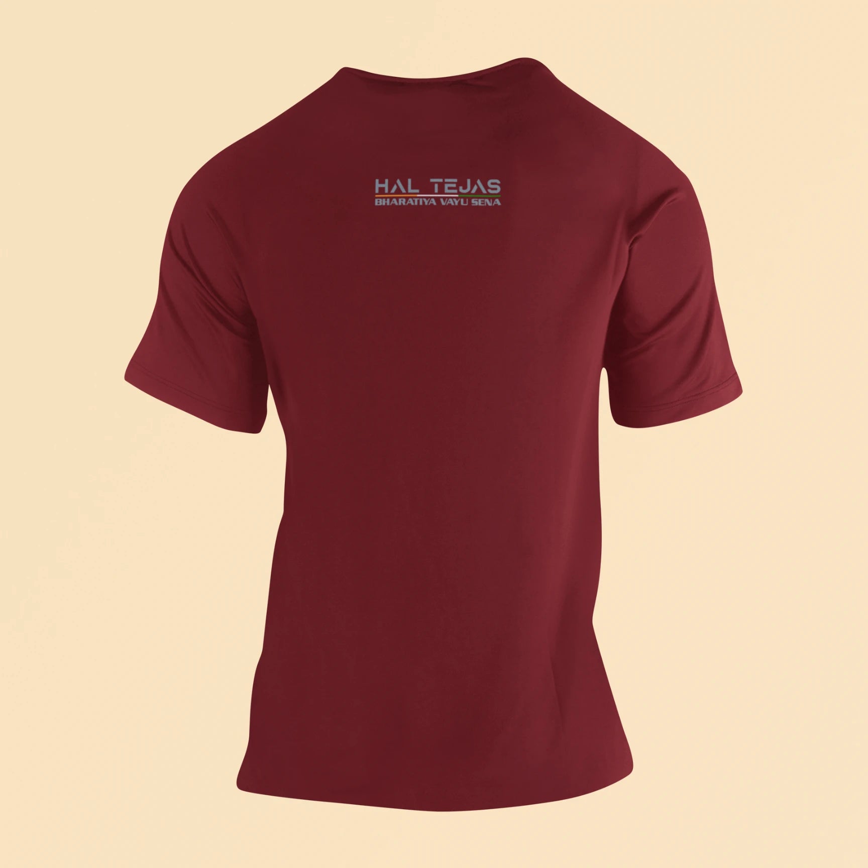 hal tejas back print t shirt maroon