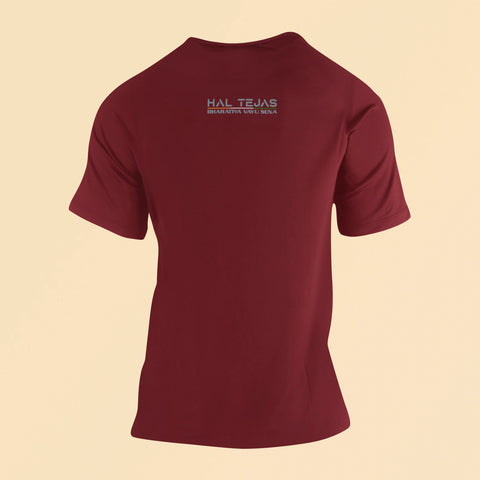 hal tejas back print t shirt maroon