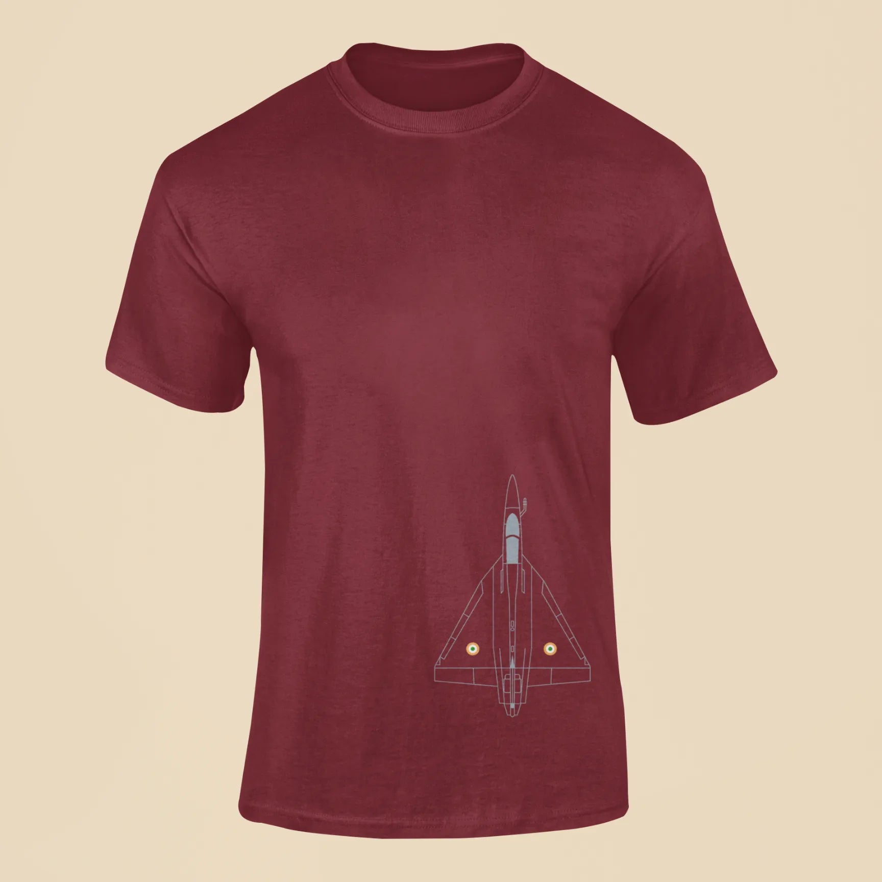 hal tejas front print t shirt maroon