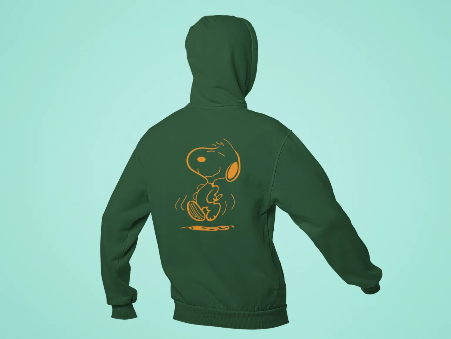 happy dog snoopy back print hoodie green