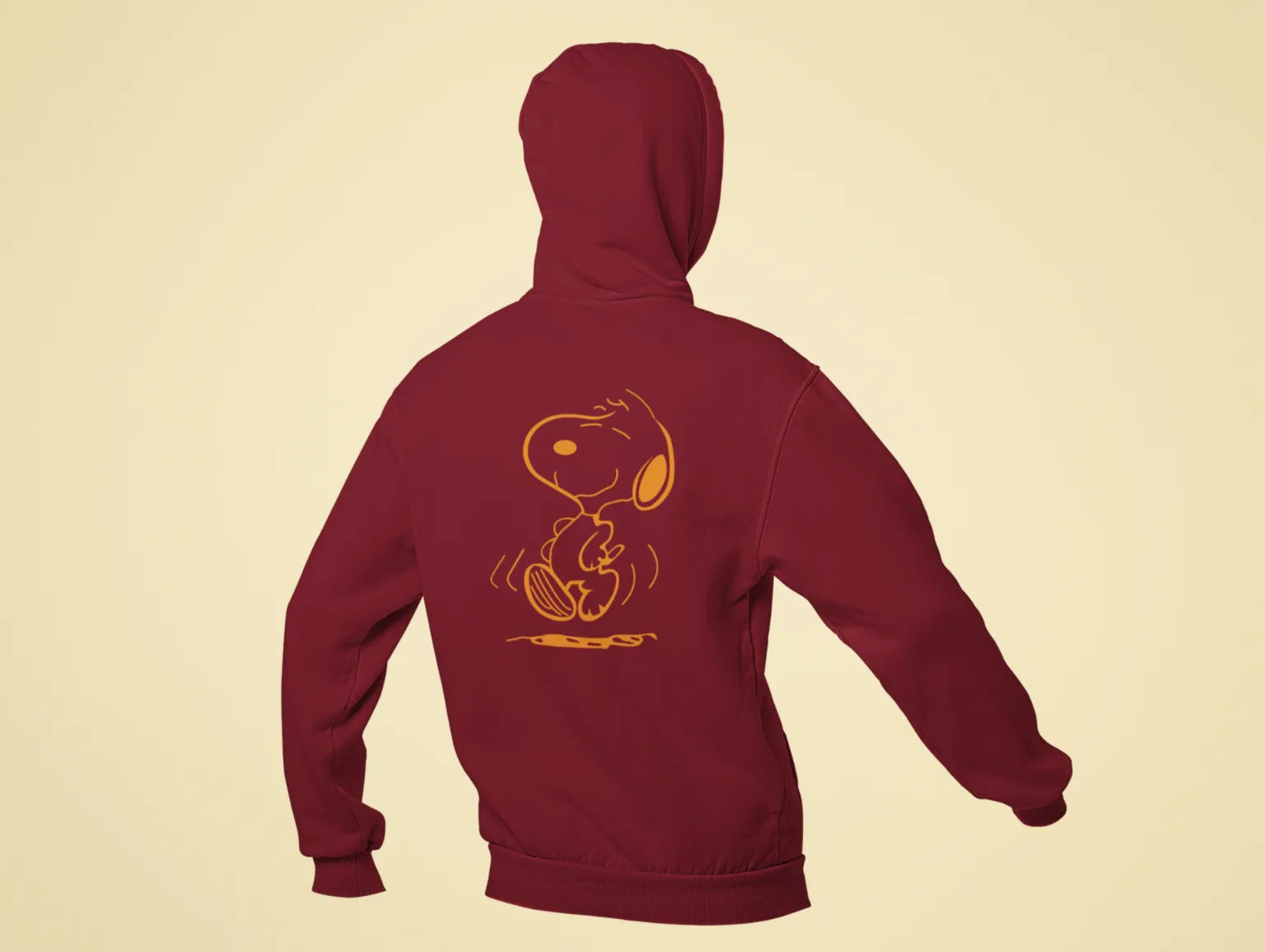 happy dog snoopy back print hoodie maroon