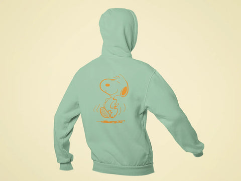 happy dog snoopy back print hoodie mint green