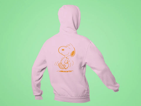 happy dog snoopy back print hoodie pink