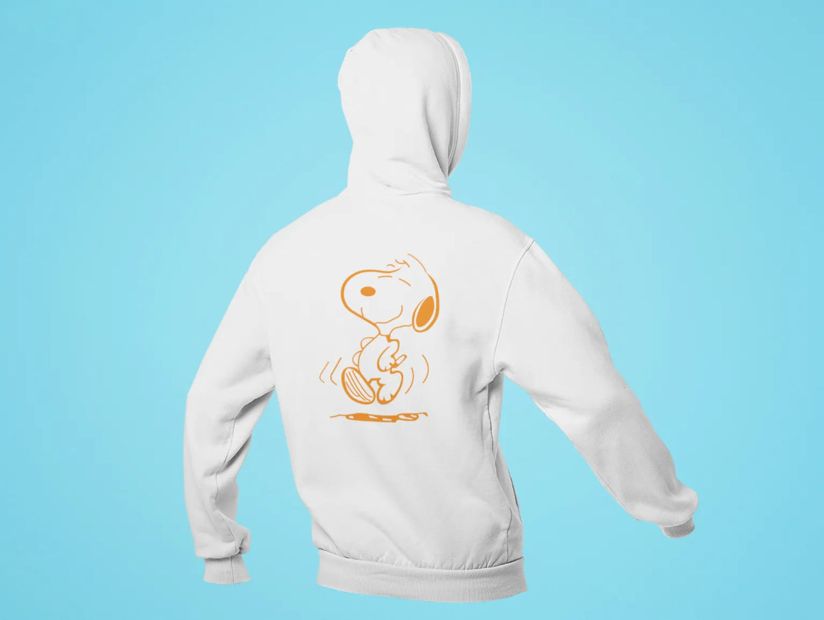 happy dog snoopy back print hoodie white