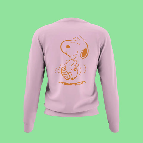 happy dog snoopy back print sweatshirt pink