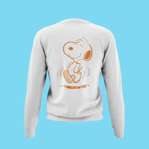 happy dog snoopy back print sweatshirt white