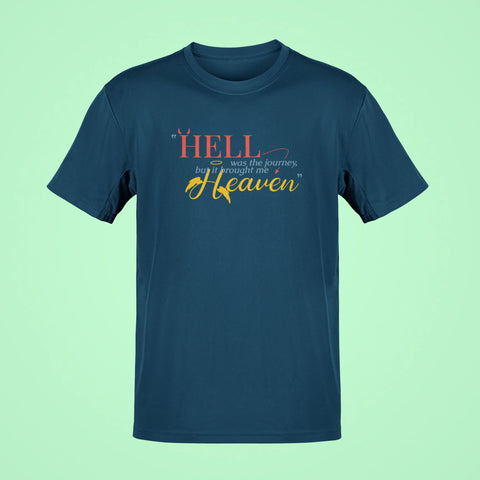 hell was the journey but it brought me heaven oversized t shirt navy blue