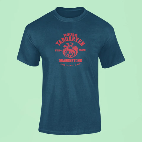 house targaryen fire and blood t shirt navy blue