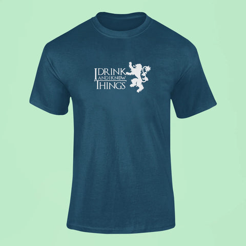 i drink and i know things t shirt navy blue