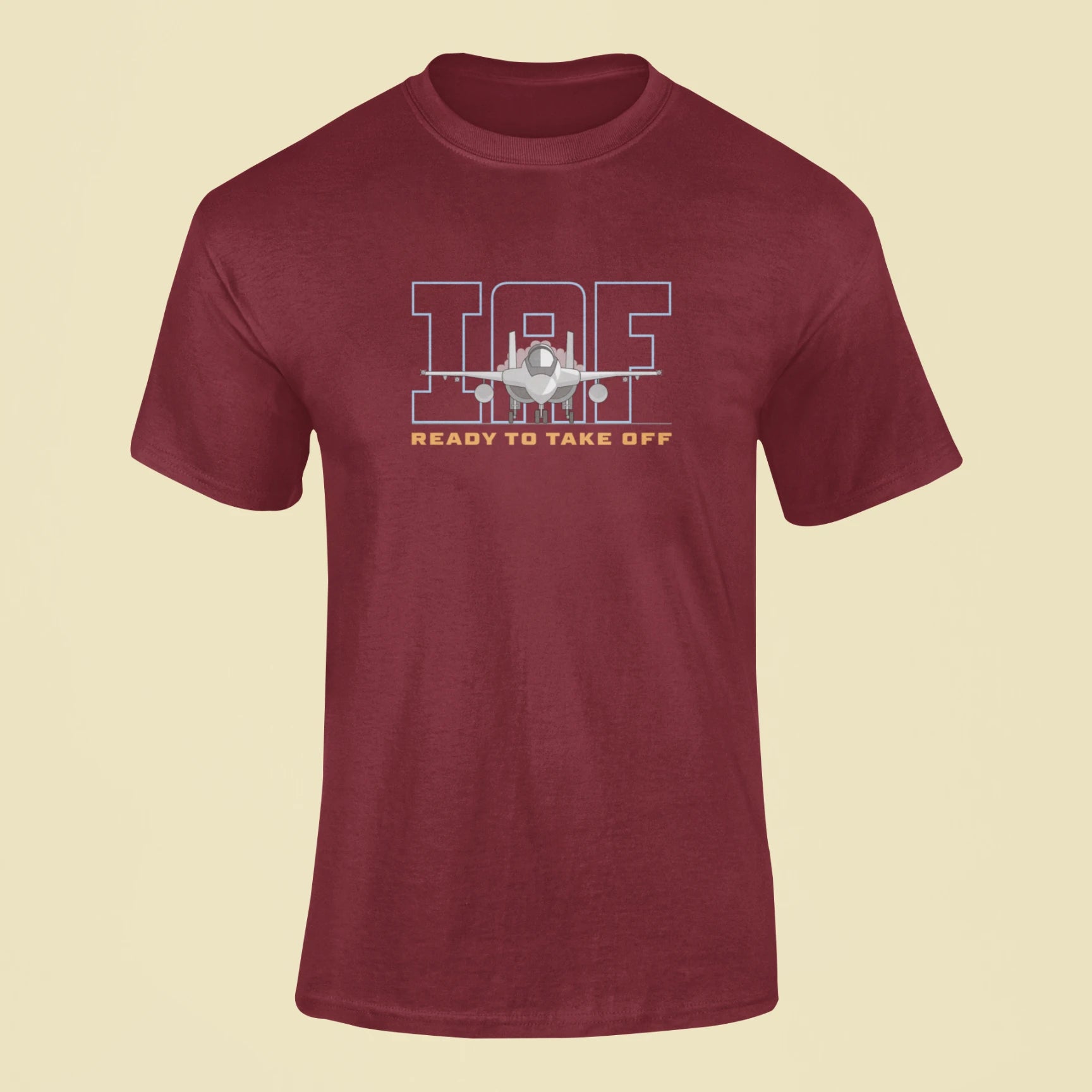 iaf ready to take off t shirt maroon