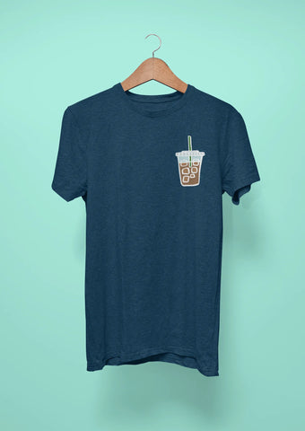 iced cold coffee navy blue