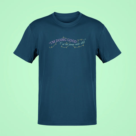 im doing good im on some new shit oversized t shirt navy blue