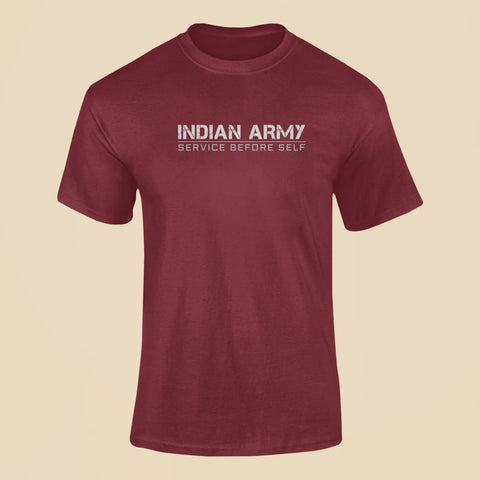 indian army service before self t shirt maroon