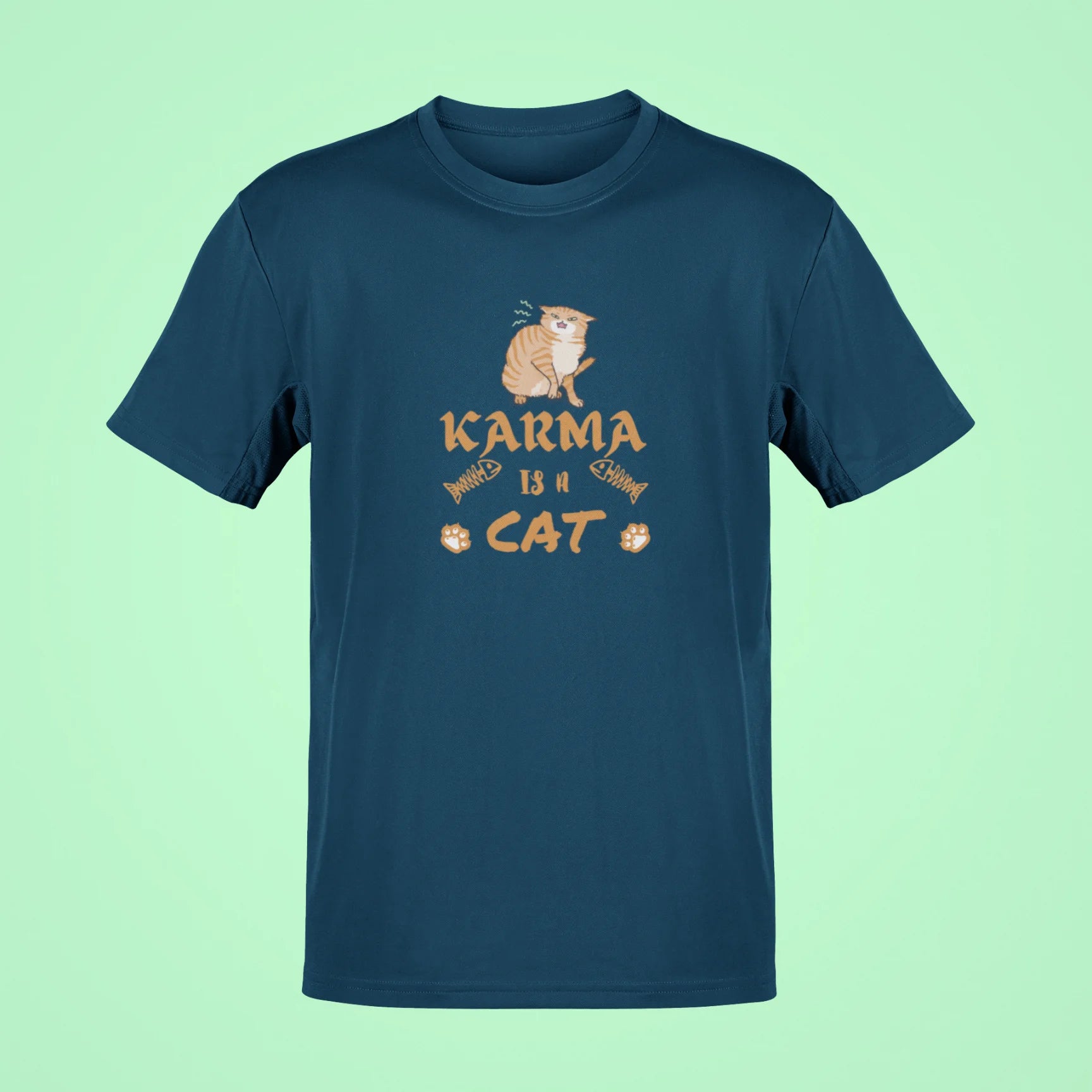 karma is a cat oversized t shirt 3 navy blue