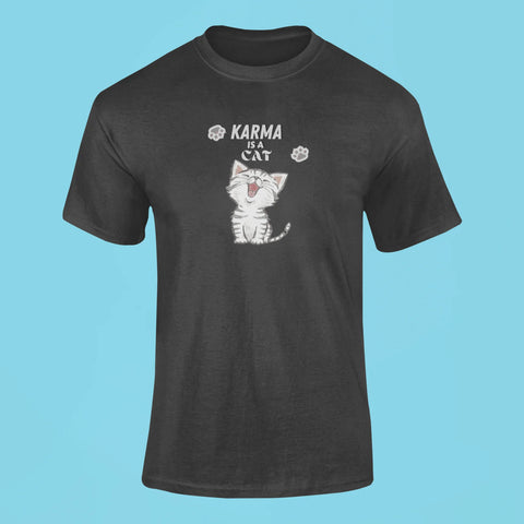 karma is a cat t shirt 2 black