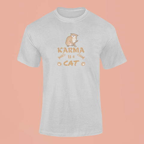 karma is a cat t shirt 3 grey