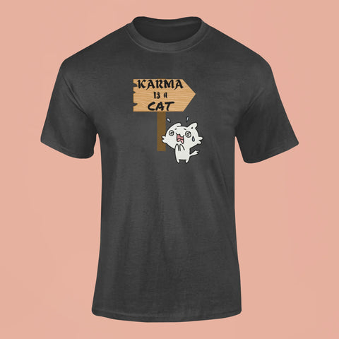 karma is a cat t shirt 5 black