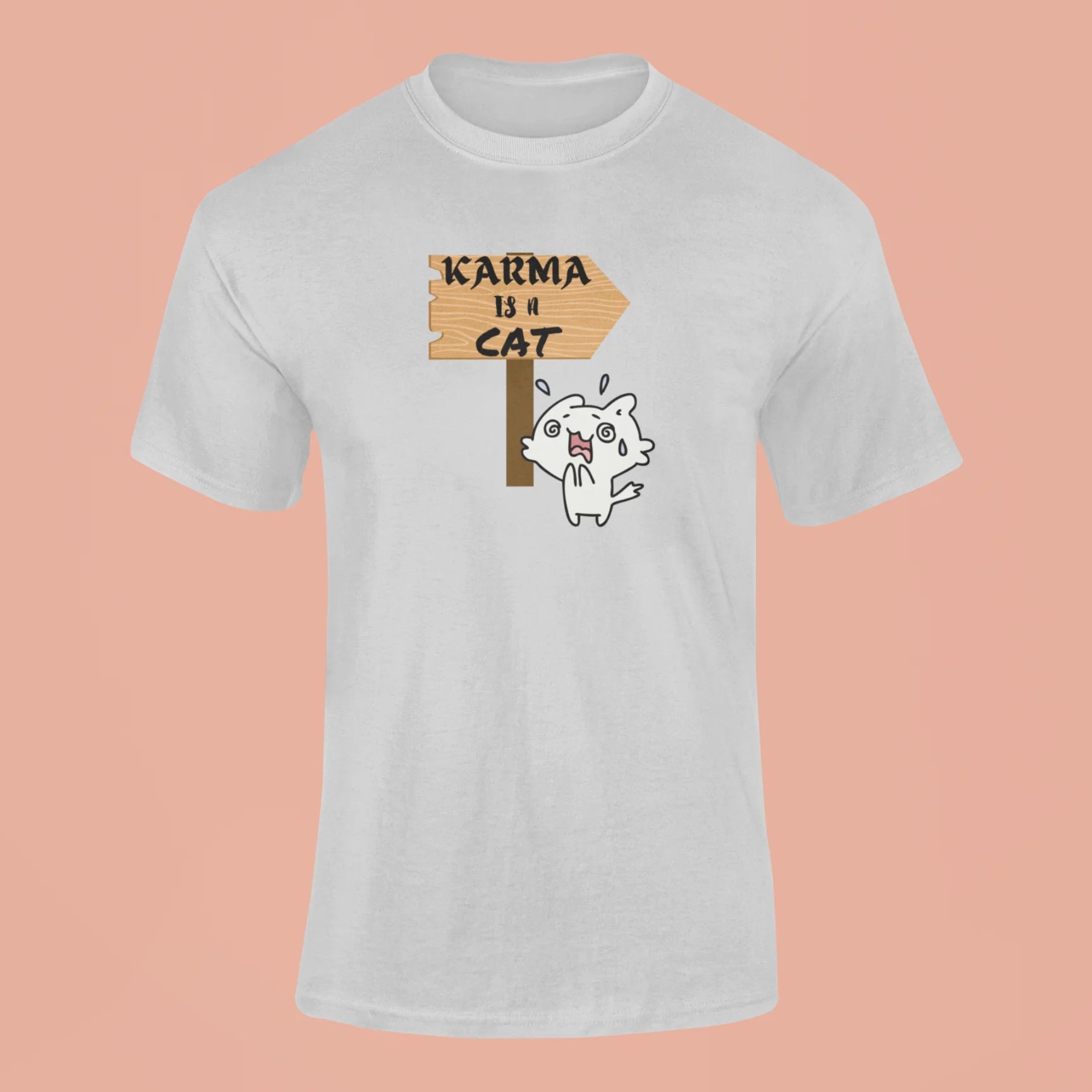 karma is a cat t shirt 5 grey