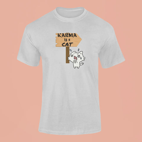 karma is a cat t shirt 5 grey